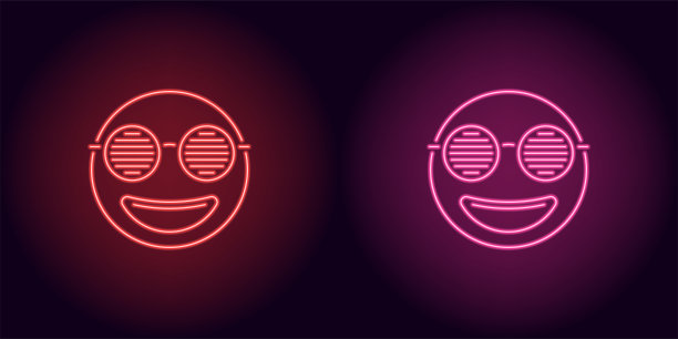 红色和粉色的霓虹时尚表情图片下载