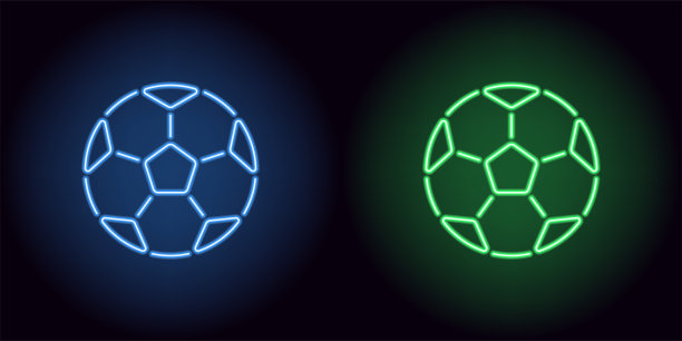 蓝绿色霓虹灯足球图片下载