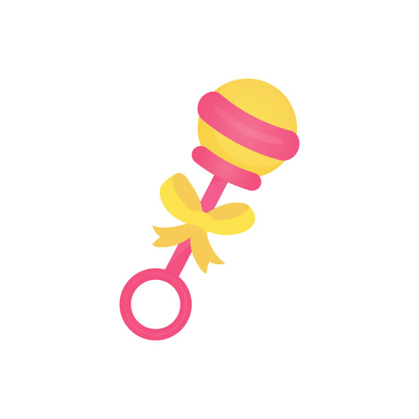 可爱的婴儿拨浪鼓与丝带蝴蝶结。图片下载