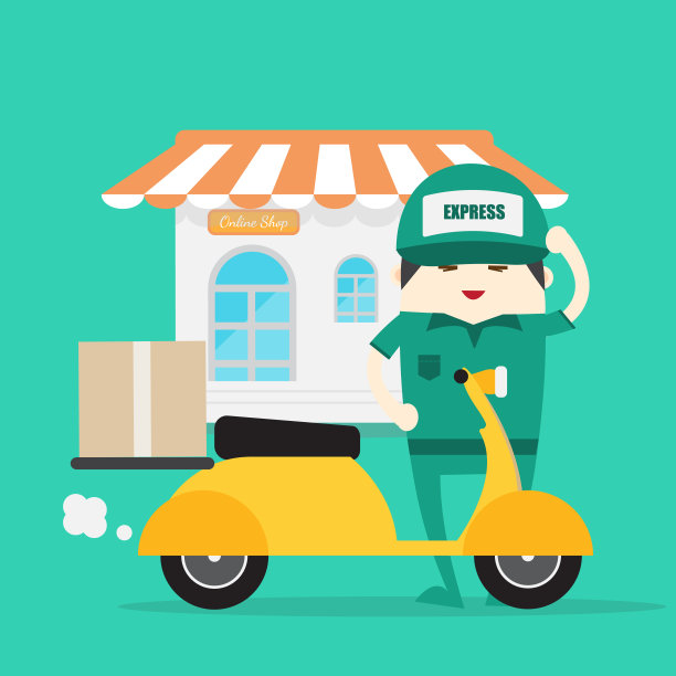 送货员骑滑板车，送货概念矢量图片下载