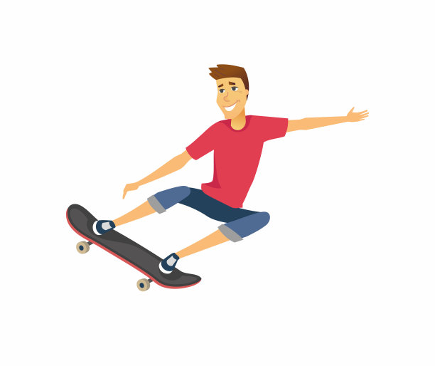 滑板上的男孩-卡通人物人物孤立插图图片下载