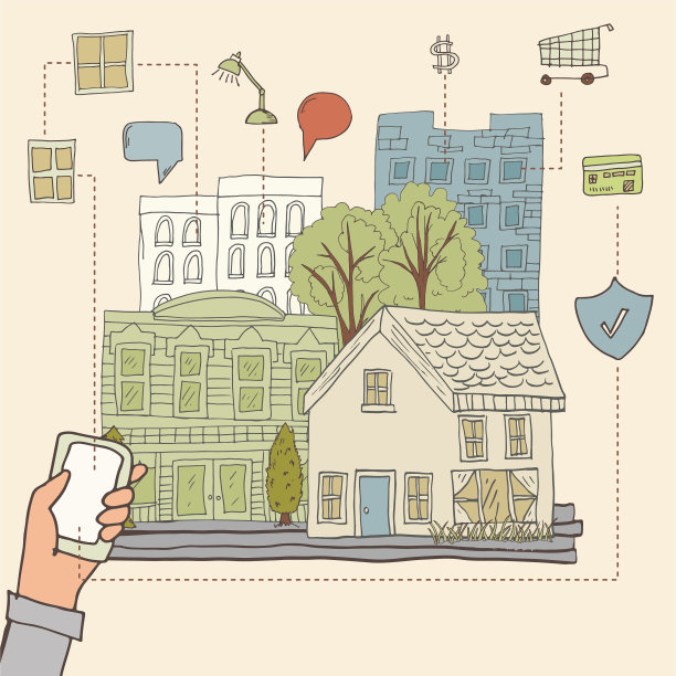 手绘涂鸦智慧城市图片下载