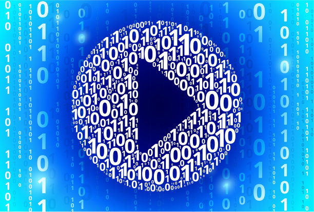 播放二进制代码蓝色矢量模式背景图片下载