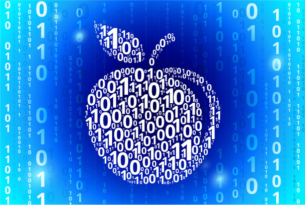 苹果二进制代码蓝色矢量模式背景图片下载