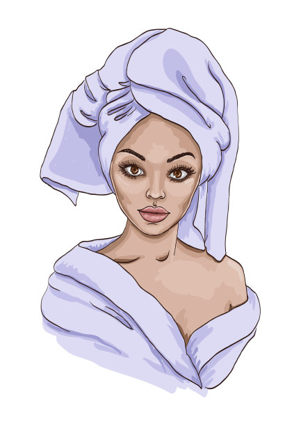 头上裹着毛巾的女人图片下载