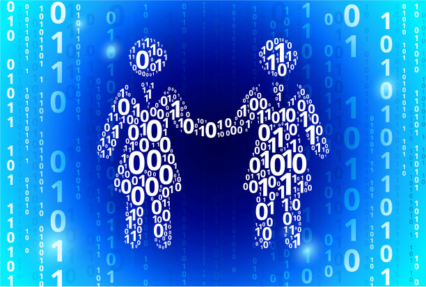商业交易二进制代码蓝色矢量模式背景图片下载