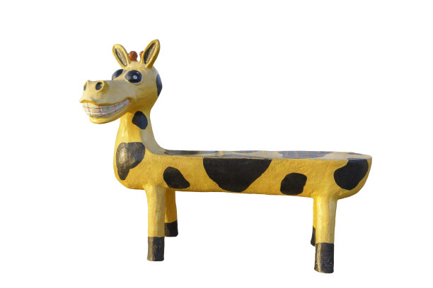 室外混凝土动物长凳孤立在白色背景图片下载