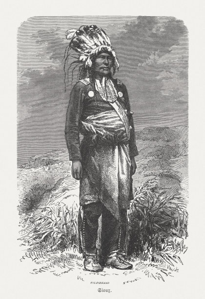 苏族酋长，木刻，1868年出版图片下载