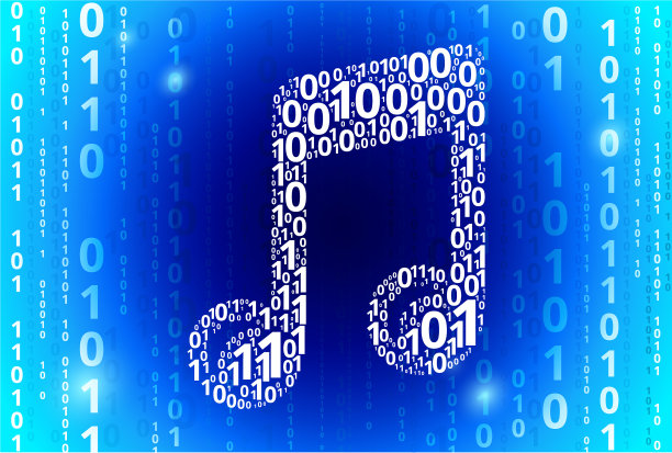 蓝色音乐二进制代码矢量背景图片下载