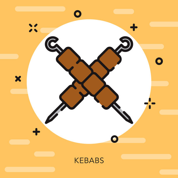 烤肉串开放轮廓快餐图标图片下载