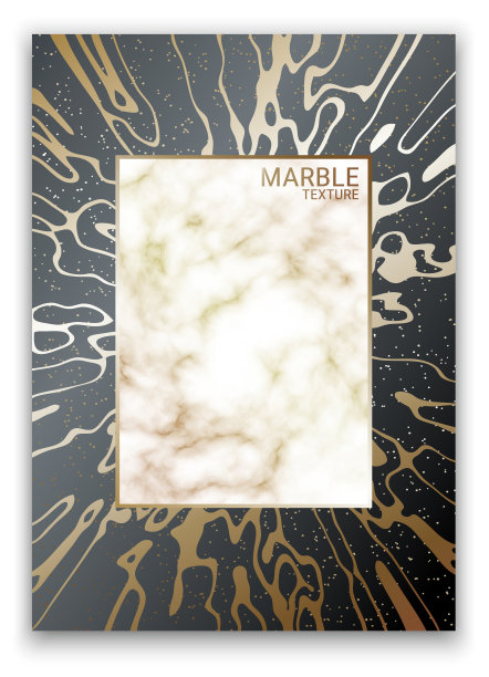 向量。纹理的大理石。黄金蜘蛛网。颗粒状的表面。液体流动的效果。大理石镀金框架在黑暗的背景。封面设计。婚礼请帖模板，宣传册。图片下载
