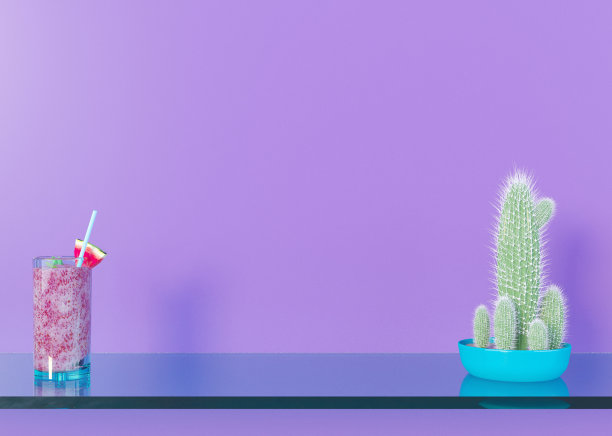 模拟海报框架在夏季概念室内背景，3D插图，渲染。图片下载