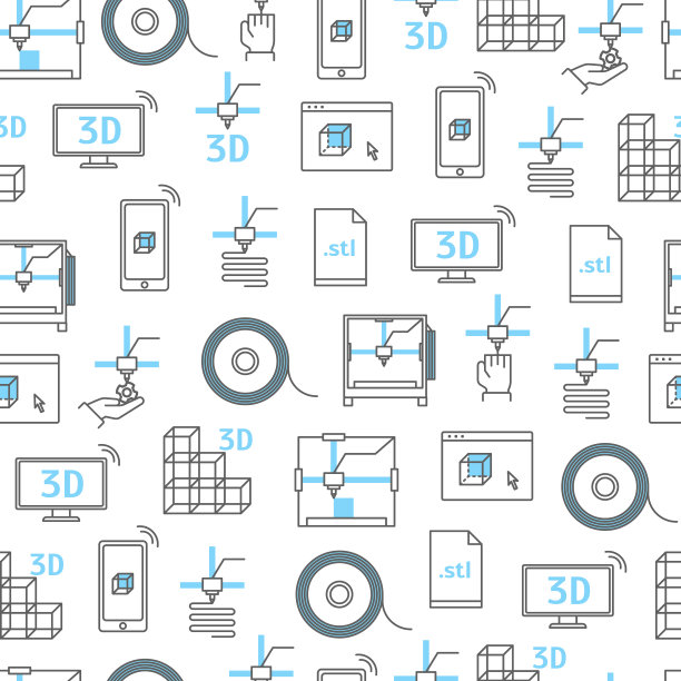 3D打印无缝图案背景。向量图片下载