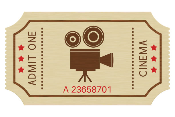 电影纸质机票。老式复古票图片下载