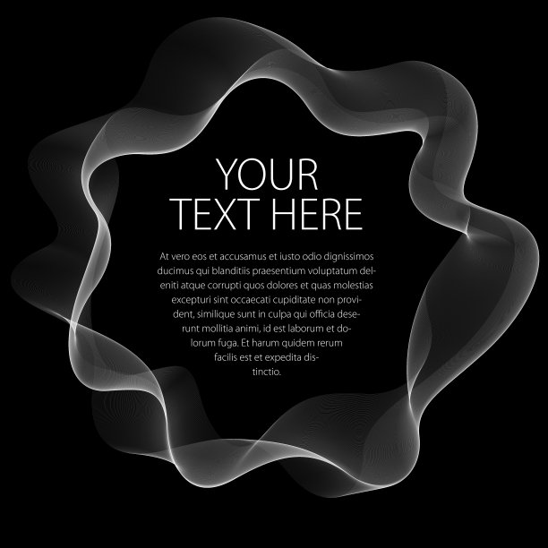 圆形的烟雾缭绕。矢量抽象艺术美丽的背景与复制空间的文本。孤立的黑色背景。图片下载