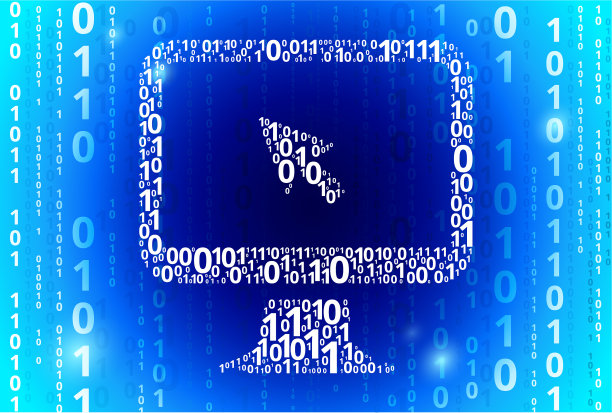 监控二进制代码蓝色矢量模式背景图片下载