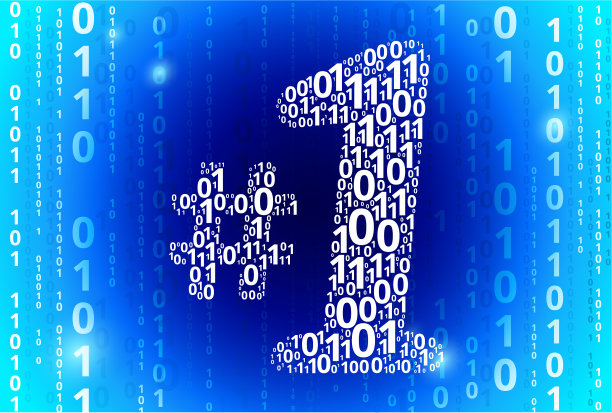 第一个二进制代码蓝色矢量模式背景图片下载