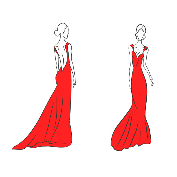 矢量素描与年轻优雅的模特图片下载