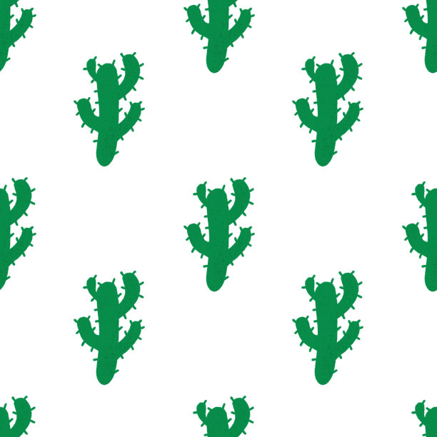 无缝图案的绿色可爱仙人掌。手driwing艺术。图片下载