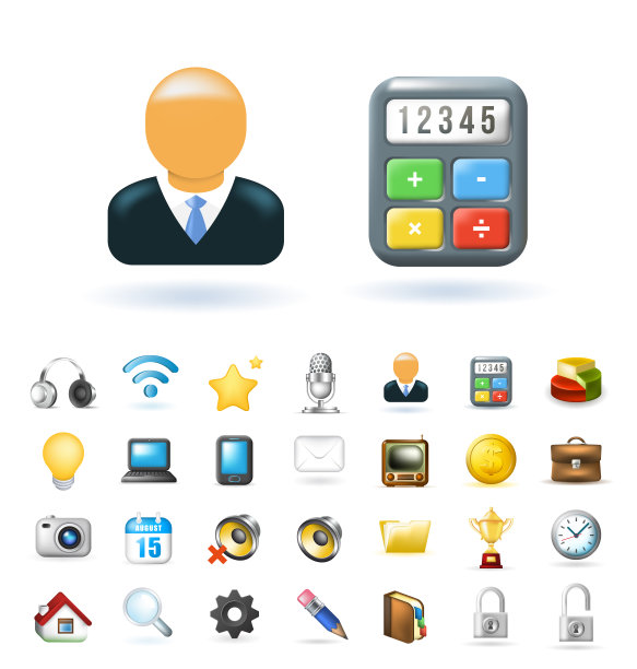 一套真正可爱的商业和技术元素在白色的背景。孤立的矢量图图片下载