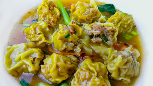 汤，饺子，中餐，猪肉，勺子素材图片