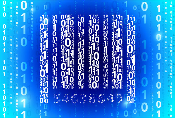 条码二进制码蓝色矢量模式背景图片下载