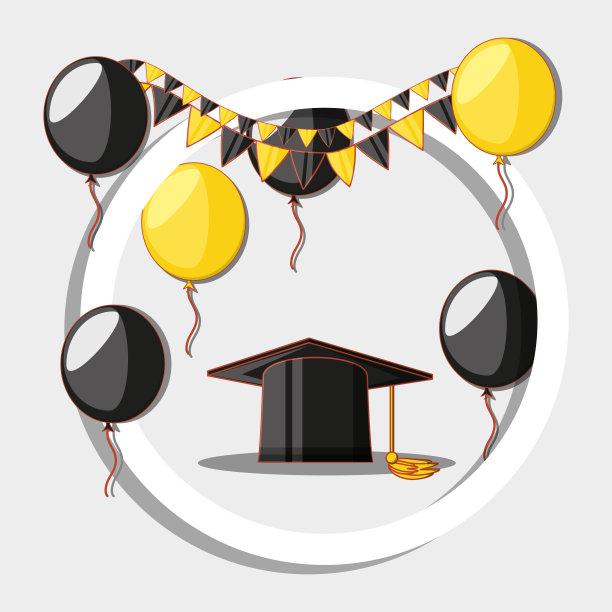 带有帽子图标的毕业卡片图片下载