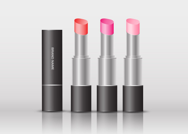 口红面膜瓶隔离，化妆品包装设计，美妆时尚，彩妆品牌，逼真模拟矢量插画图片下载
