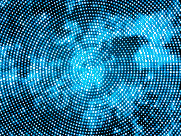二进制零和一个圆形模式蓝色矢量背景图片下载
