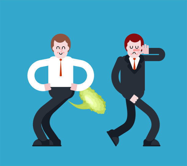 屁。人们在逃跑。难闻的气味。云恶臭。用手捏住鼻子图片下载