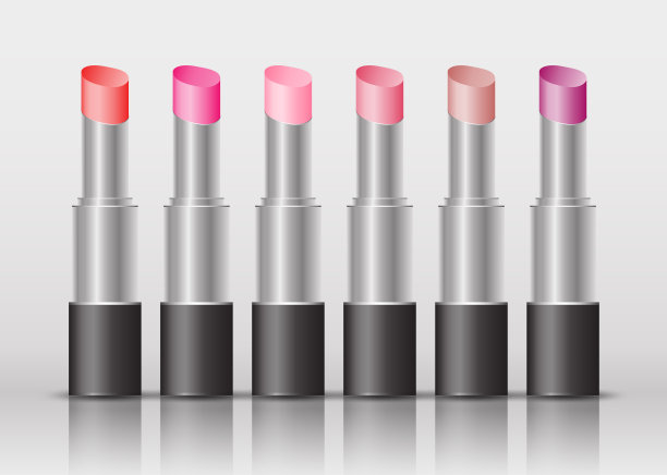 口红面膜瓶隔离，化妆品包装设计，美妆时尚，彩妆品牌，逼真模拟矢量插画图片下载