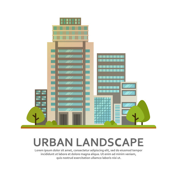 城市景观矢量化。图片下载