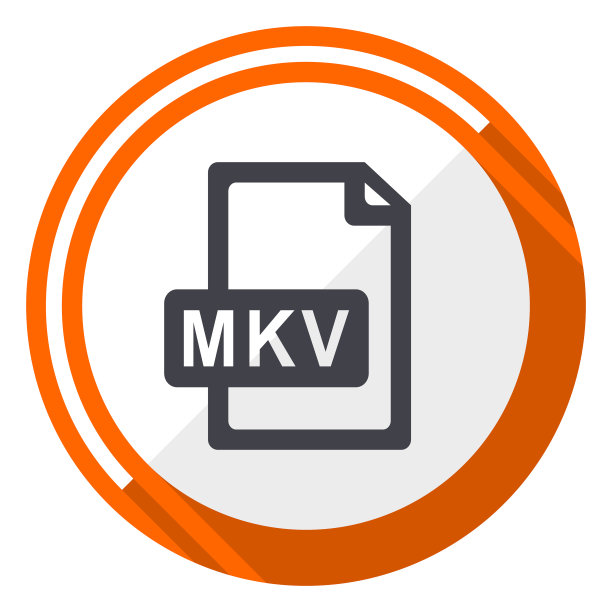 MKV文件扁平风格橙色圆形矢量图标EPS 10图片下载