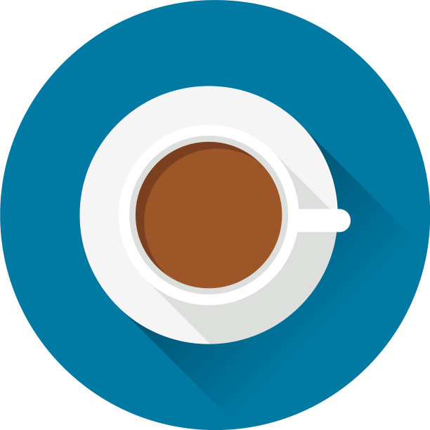 平面设计咖啡杯图标与长影子图片下载