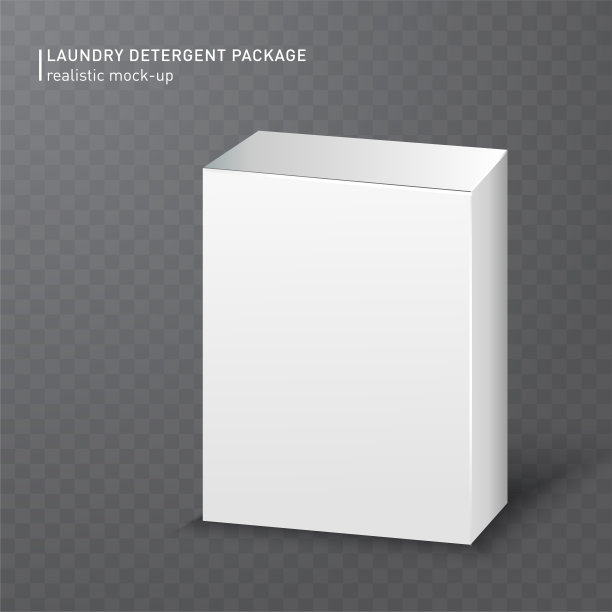 逼真的白色纸箱透明背景液体洗衣粉，洗发水，漂白剂，肥皂，霜。矢量插图。容易放置您的文本或符号。Photorealistic设计EPS 10。图片下载