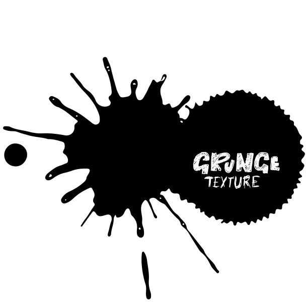 手绘Grunge纹理，抽象墨滴背景，黑白Grunge风格插画矢量水彩图案素材图片