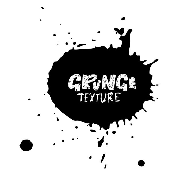 手绘Grunge纹理，抽象墨滴背景，黑白Grunge风格插画矢量水彩图案素材图片