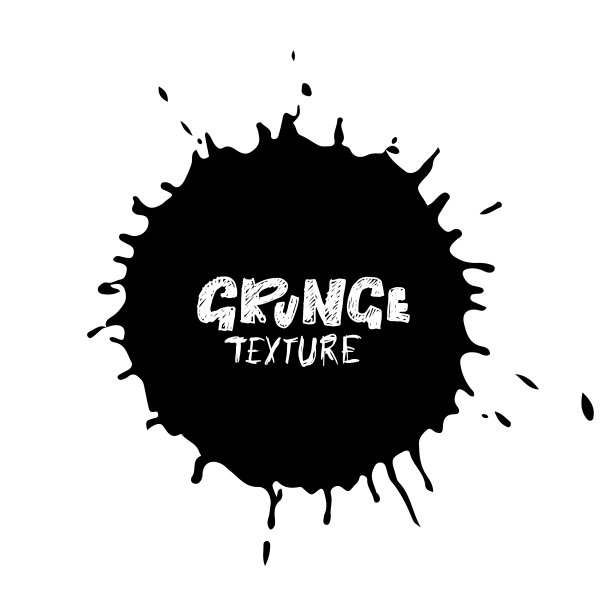 手绘Grunge纹理，抽象墨滴背景，黑白Grunge风格插画矢量水彩图案素材图片