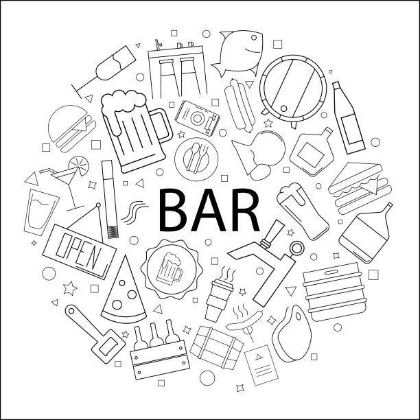 向量条形图案与字。酒吧的背景图片下载