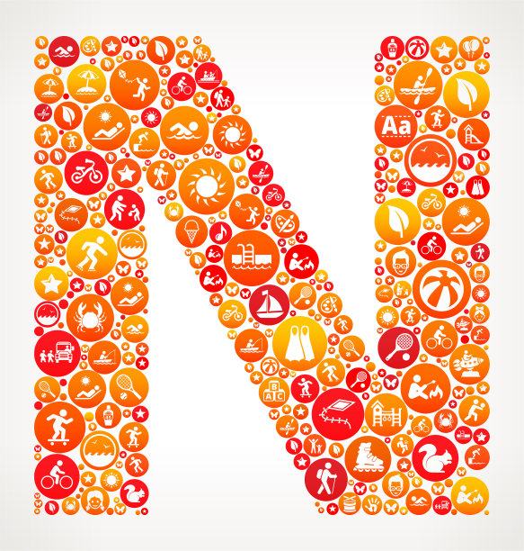 字母N夏令营有趣的图标模式图片下载