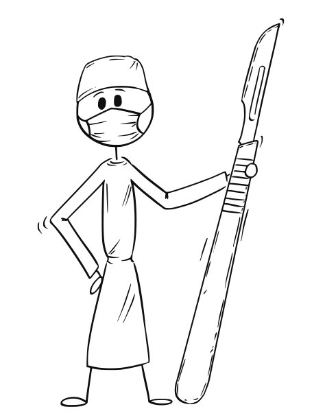 卡通外科医生拿着大手术刀图片下载