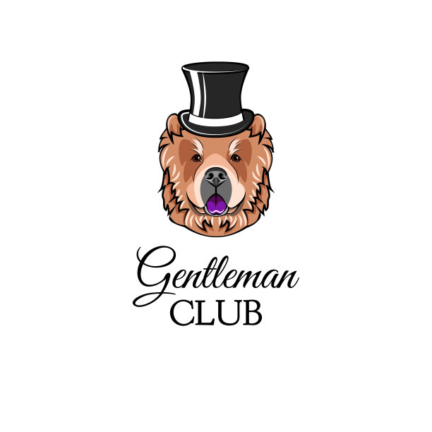 松狮绅士。顶部的帽子。Accessorry。狗肖像。向量。图片下载