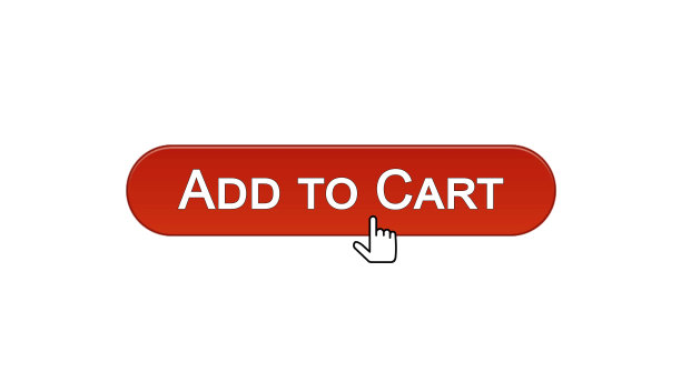 添加到购物车网页界面的按钮，用鼠标光标点击酒红色设计图片下载