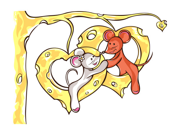 21、恩爱夫妻坐在心间。插图老鼠在奶酪树图片下载