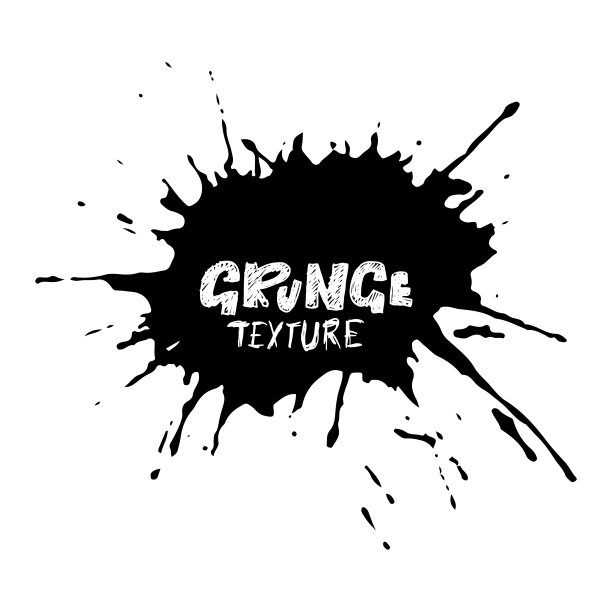 手绘Grunge纹理，抽象墨滴背景，黑白Grunge风格插画矢量水彩图案素材图片