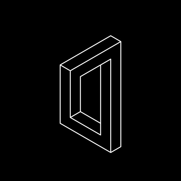 不可能的对象。孤立在黑色背景上。矢量插图轮廓。图片下载