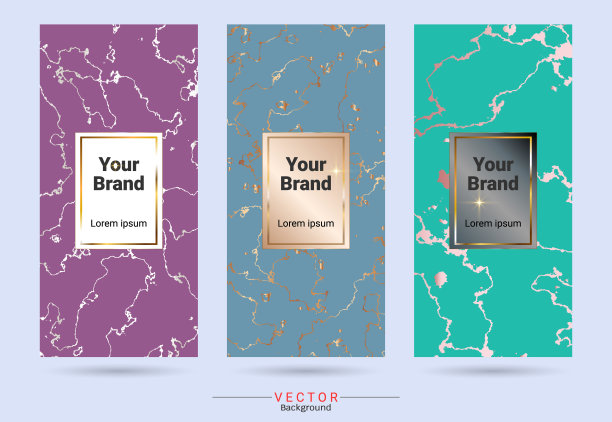 柔和的色彩和金色包装产品设计标签和贴纸模板，适合奢侈或高档产品品牌大理石纹理(Vector EPS10，完全可编辑和颜色变化)图片下载