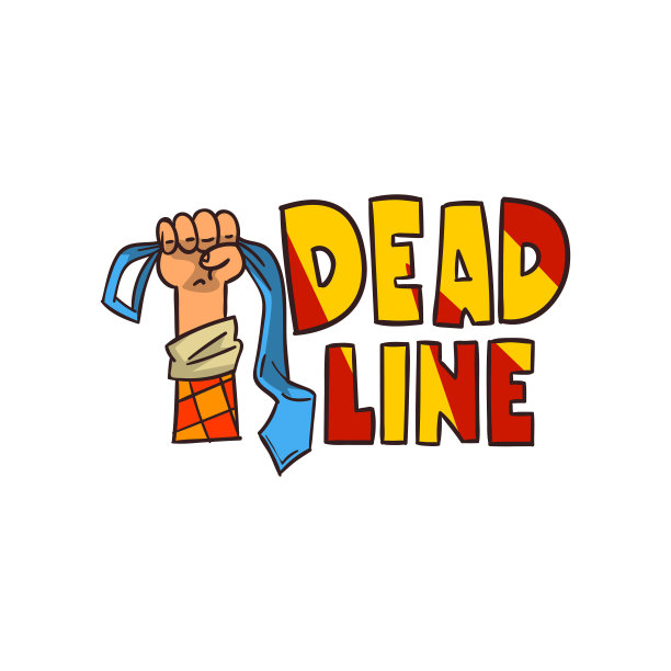 手握领带和截稿词，时间限制，压力和倦怠符号矢量插图在一个白色的背景图片下载