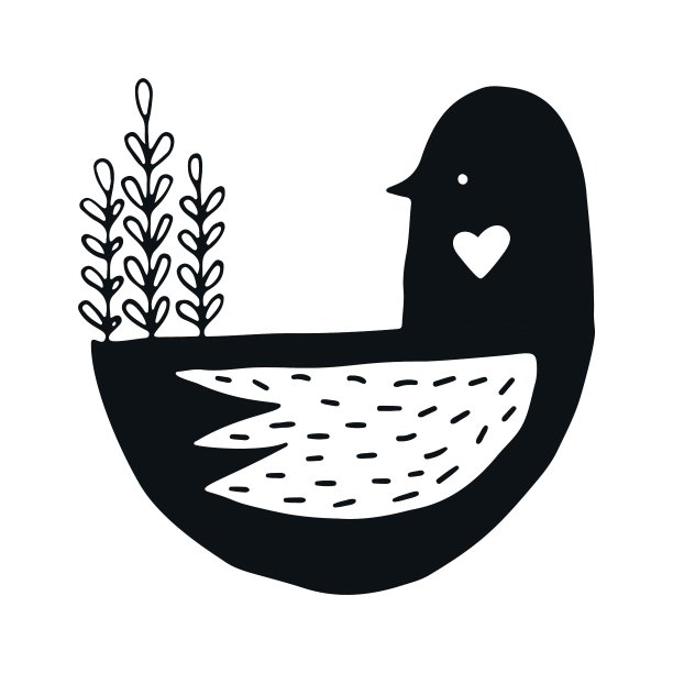 可爱的手绘幼儿园海报与鸟的性格在斯堪的纳维亚风格。素材图片