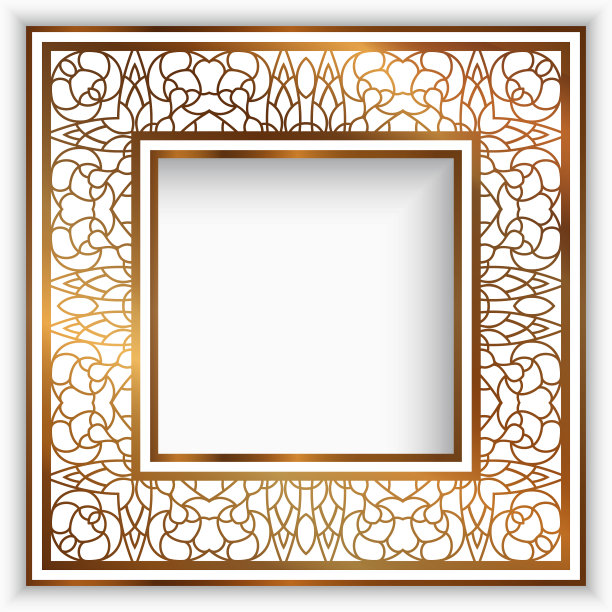 方形框架与金色边框图片下载